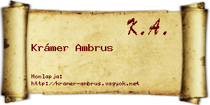 Krámer Ambrus névjegykártya
